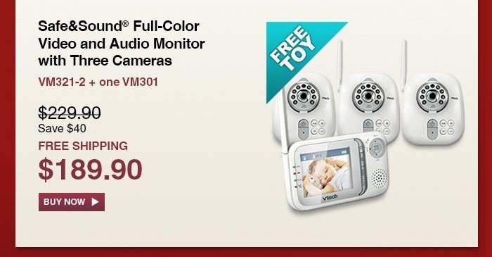 Safe&Sound® Full-Color Video and Audio Monitor with Three Cameras - VM321-2 + one VM301  - WAS $229.90, NOW $189.90 (SAVE $40) - FREE SHIPPING 