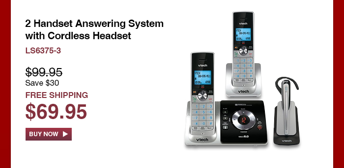 2 Handset Answering System with Cordless Headset - LS6375-3  - WAS $99.95, NOW $69.95 (SAVE $30) - FREE SHIPPING 