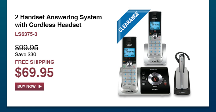 2 Handset Answering System with Cordless Headset - LS6375-3  - WAS $99.95, NOW $69.95 (SAVE $30) - FREE SHIPPING 