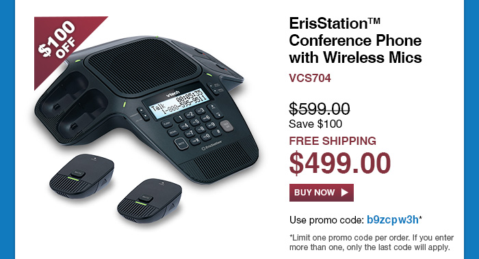 ErisStation™ Conference Phone with Wireless Mics - VCS704 - WAS $599.00, NOW $499.00 (SAVE $100) - FREE SHIPPING - Use promo code: b9zcpw3h*