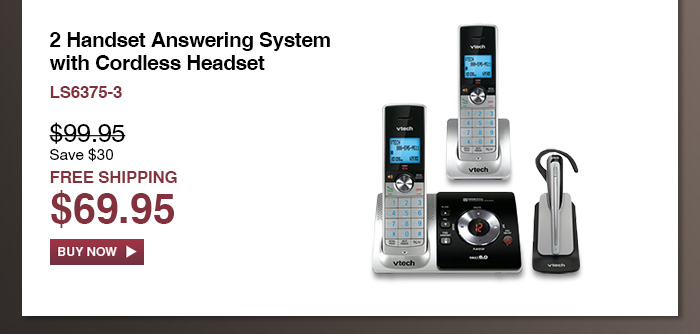 2 Handset Answering System with Cordless Headset - LS6375-3  - WAS $99.95, NOW $69.95 (SAVE $30) - FREE SHIPPING  