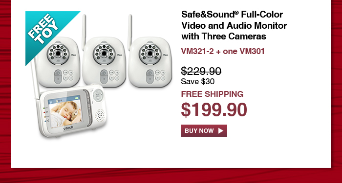 Safe&Sound® Full-Color Video and Audio Monitor with Three Cameras - VM321-2 + one VM301 - WAS $229.90, NOW $199.90 (SAVE $30) - FREE SHIPPING
