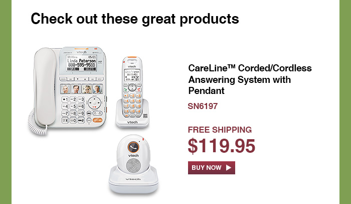 CareLine™ Corded/Cordless Answering System with Pendant - SN6197  - NOW $119.95 - FREE SHIPPING 