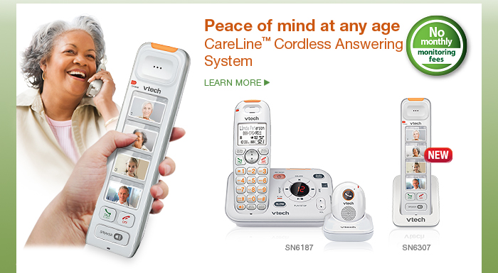 Peace of mind at any age CareLine™ Cordless Answering System - SN6187 and one SN6307