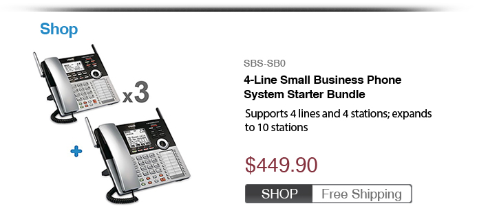 4-Line Small Business Phone System Starter Bundle
 - SBS-SB0
 - $449.90
 - FREE SHIPPING