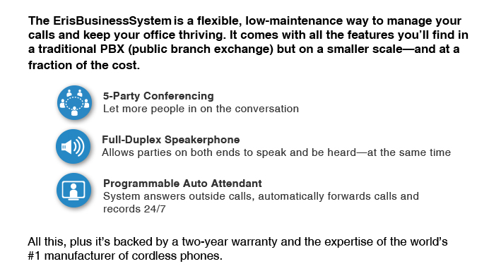All this, plus it's backed by a two-year warranty and the expertise of the world's #1 manufacturer of cordless phones.