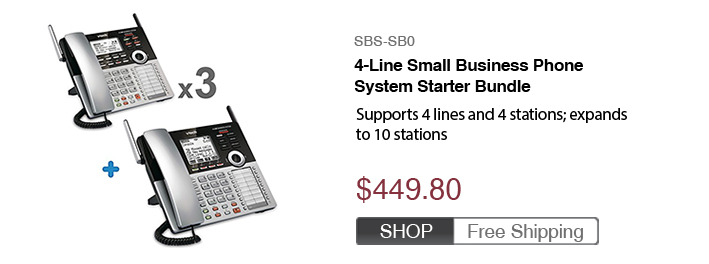 4-Line Small Business Phone System Starter Bundle
 - SBS-SB0
 - $449.80
 - FREE SHIPPING