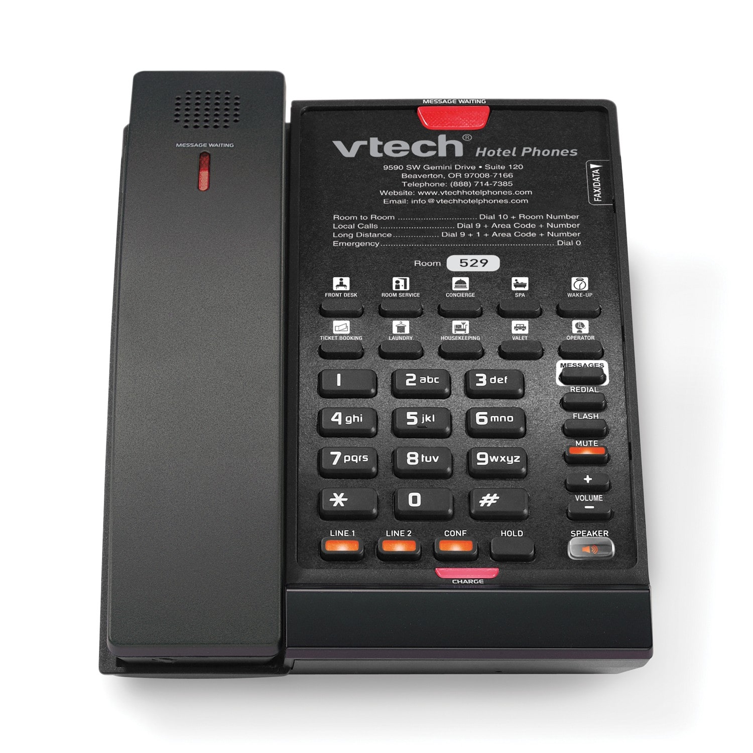 2Line Contemporary Analog Cordless Phone VTech® Hotel Phones